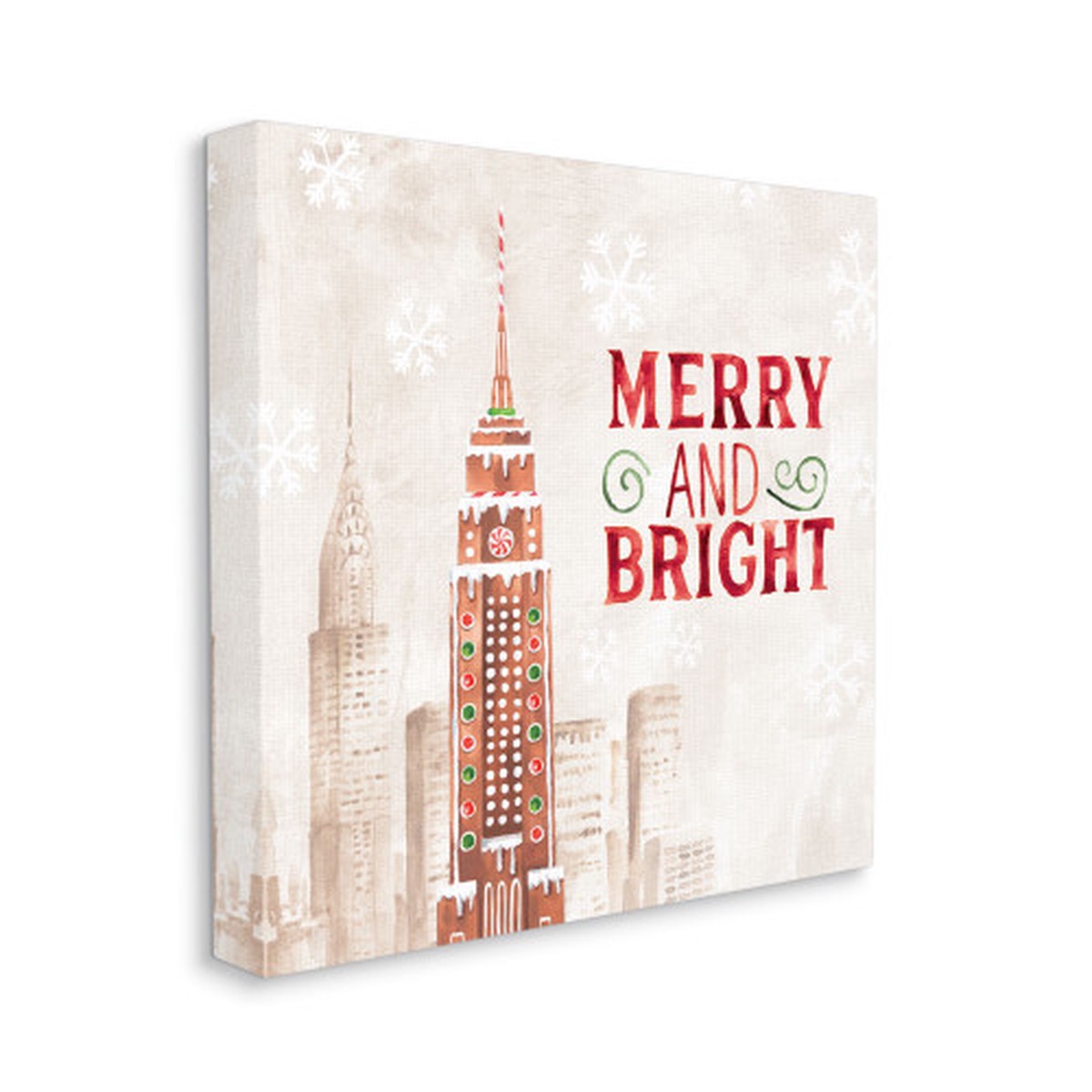 Brown Gingerbread Architecture Cityscape Stretched Canvas Wall Art 17" x 17"