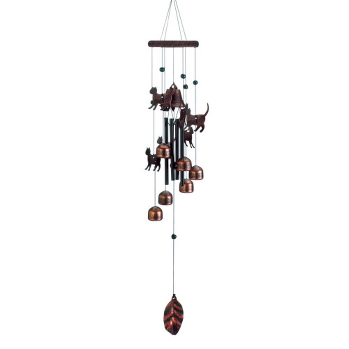Cats and Bells Outdoor Wind Chime - 26" - Black and Bronze Tone