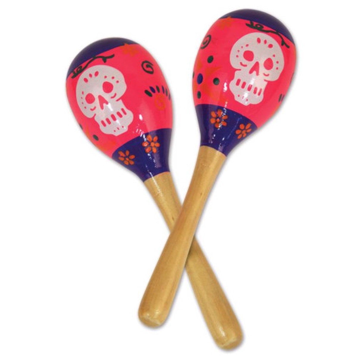 Day Of The Dead Maracas Party Noisemakers - 8" - Multicolor - Club Pack of 24