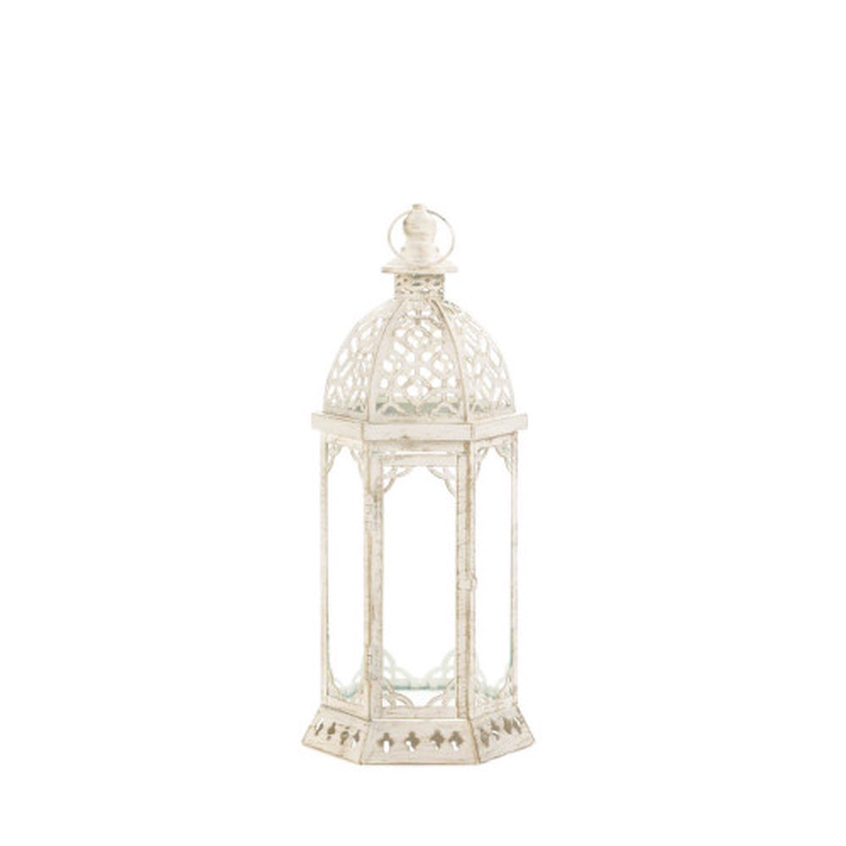 Distressed Vintage Style Small Candle Lantern - 15.75" - White