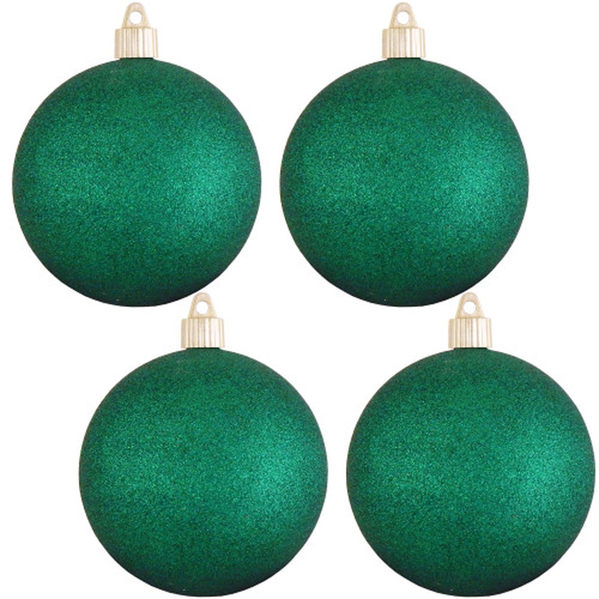 Glitter Drenched Shatterproof Christmas Ball Ornaments - 4" (100mm) - Emerald Green - 4ct