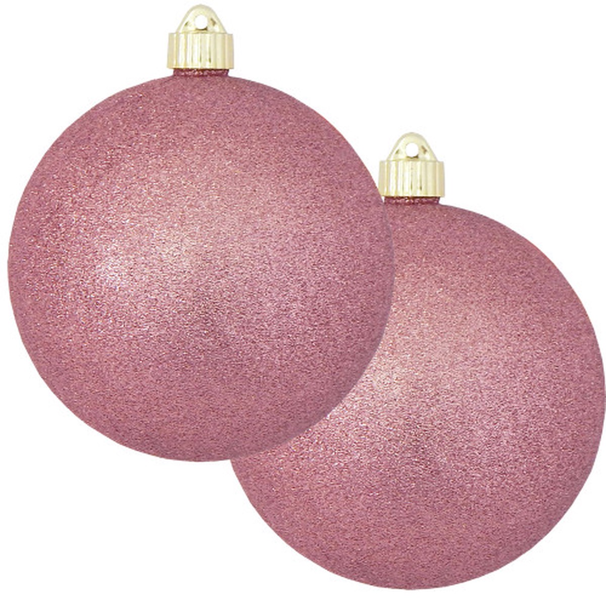 Glitter Drenched Shatterproof Christmas Ball Ornaments - 6" (150mm) - Rose Pink - 2ct