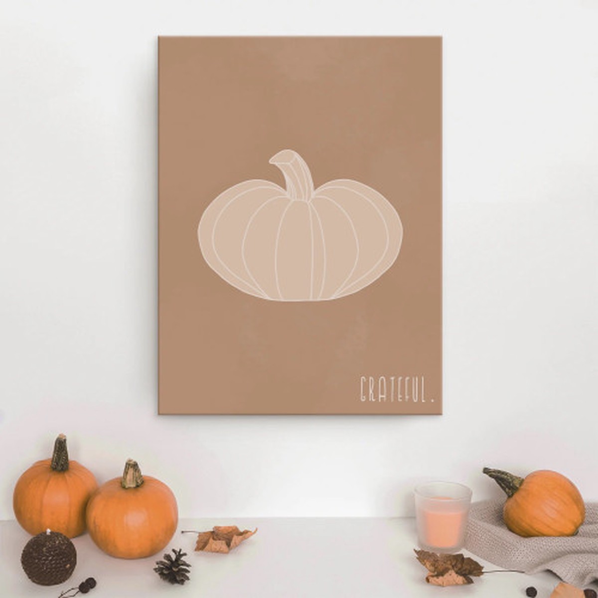 Grateful Pumpkin Framed Wall Art - 30" x 20"