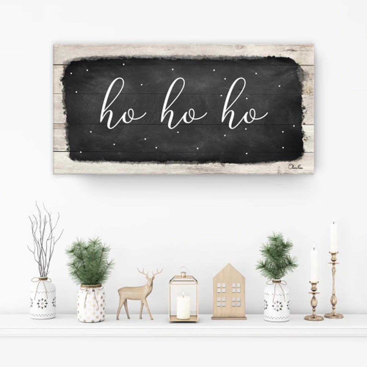 Ho ho ho Christmas Canvas Wall Art - 12" x 24"
