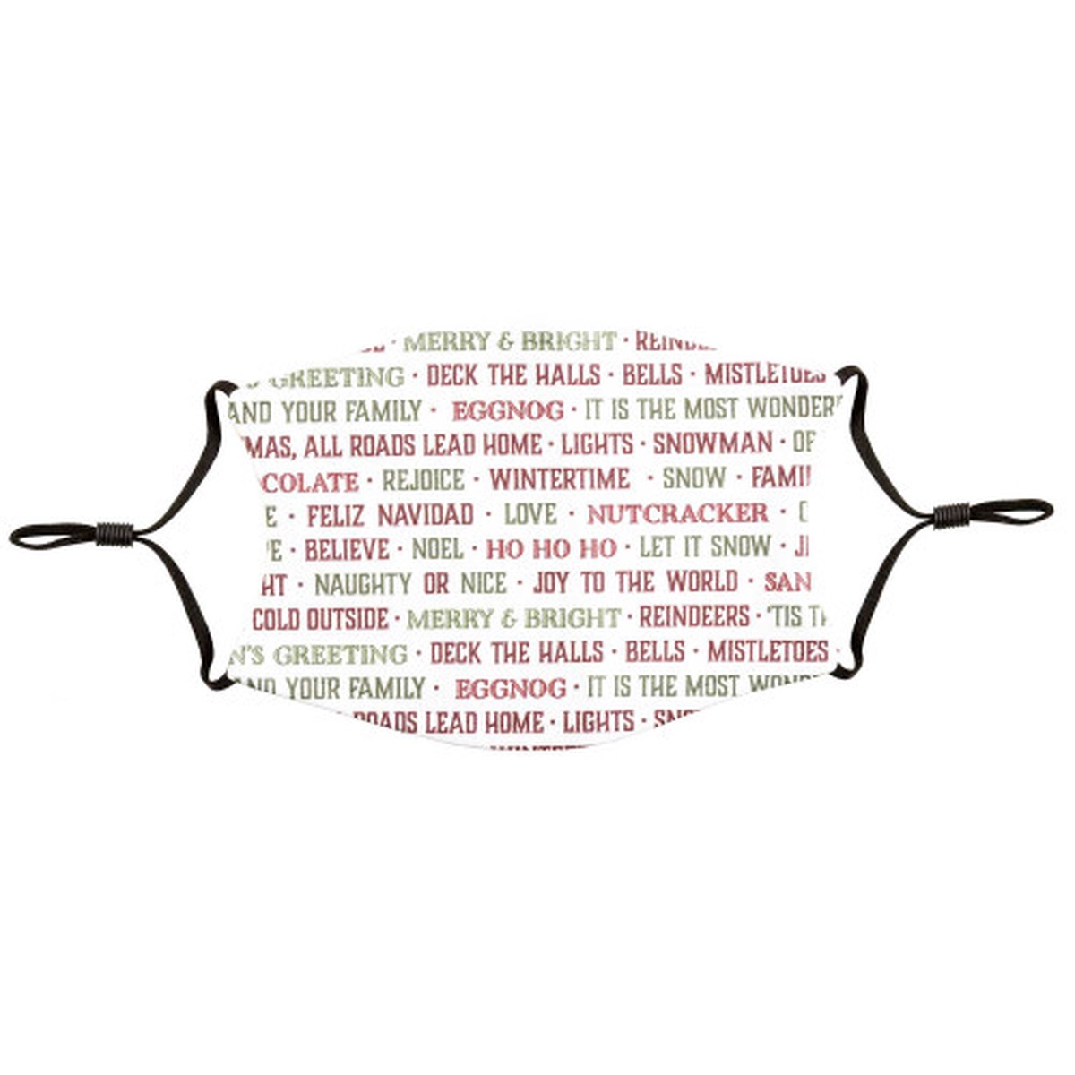 Holiday Word Collage Adult Face Mask - 7" - White and Red