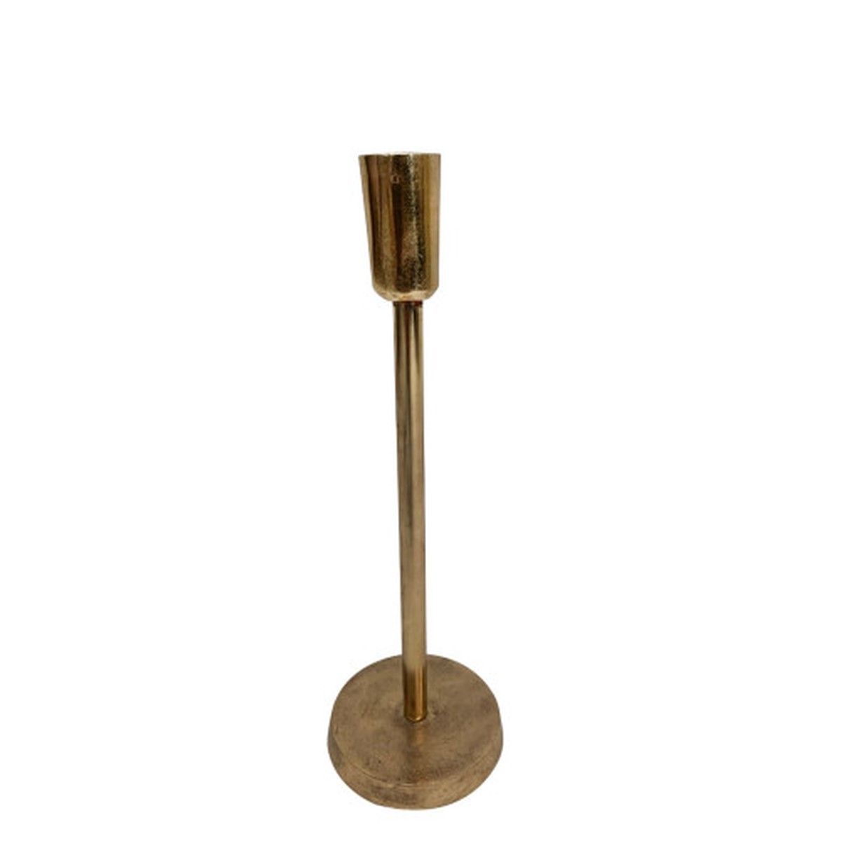Large Metal Taper Candle Holder with Round Base - 10" - Bronze Finish