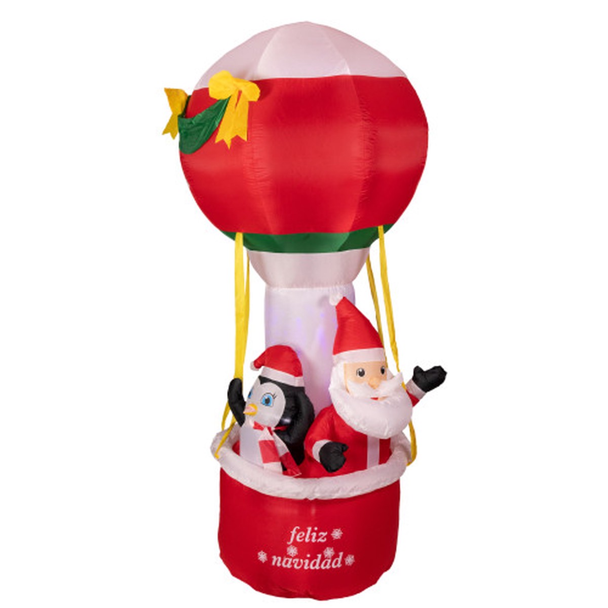 Lighted Inflatable Feliz Navidad Hot Air Balloon Outdoor Christmas Decoration - 8'