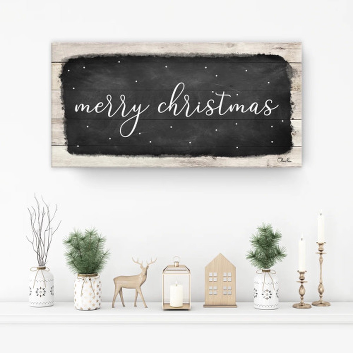 Merry Christmas Canvas Wall Art - 12" x 24"