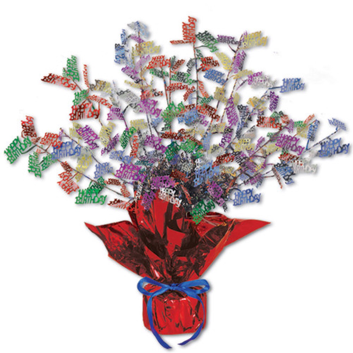 Metallic Happy Birthday Centerpiece Party Accessory - 15" - Multi Color - Pack of 12