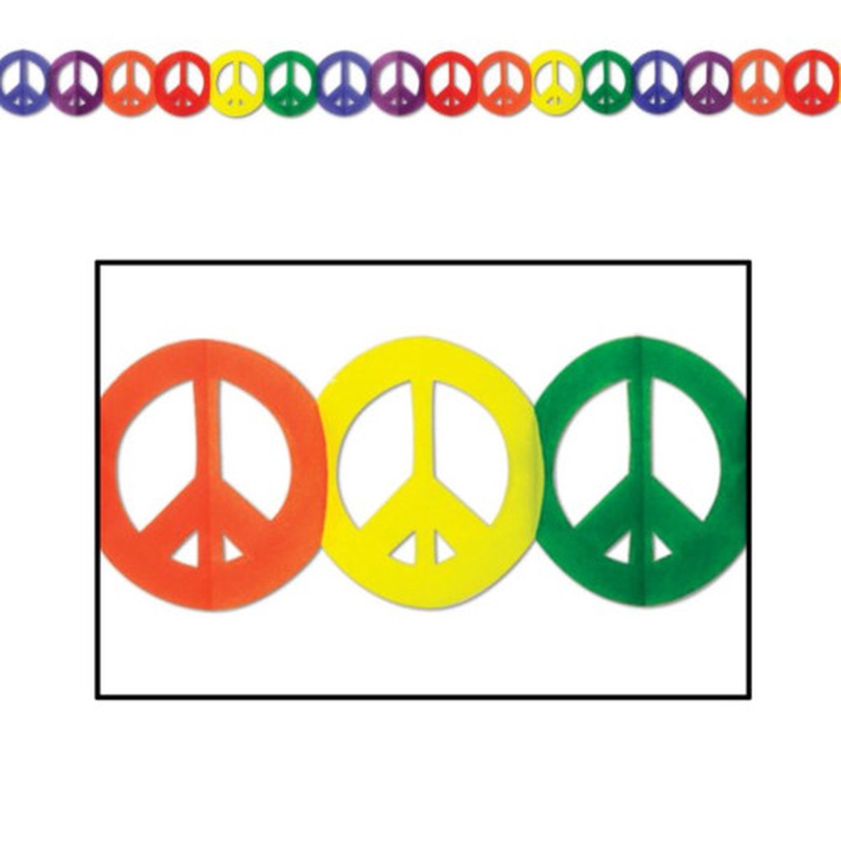 Peace Sign Hanging Party Garland - 12' - Multicolor - Pack of 12