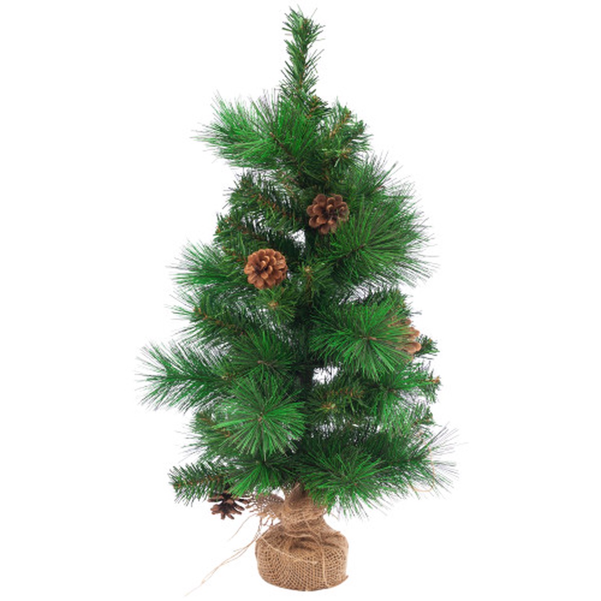 Pre-Lit Mixed Pine and Pine Cones Artificial Christmas Tree in Jute Base - 23.5" - Warm Clear LED Lights