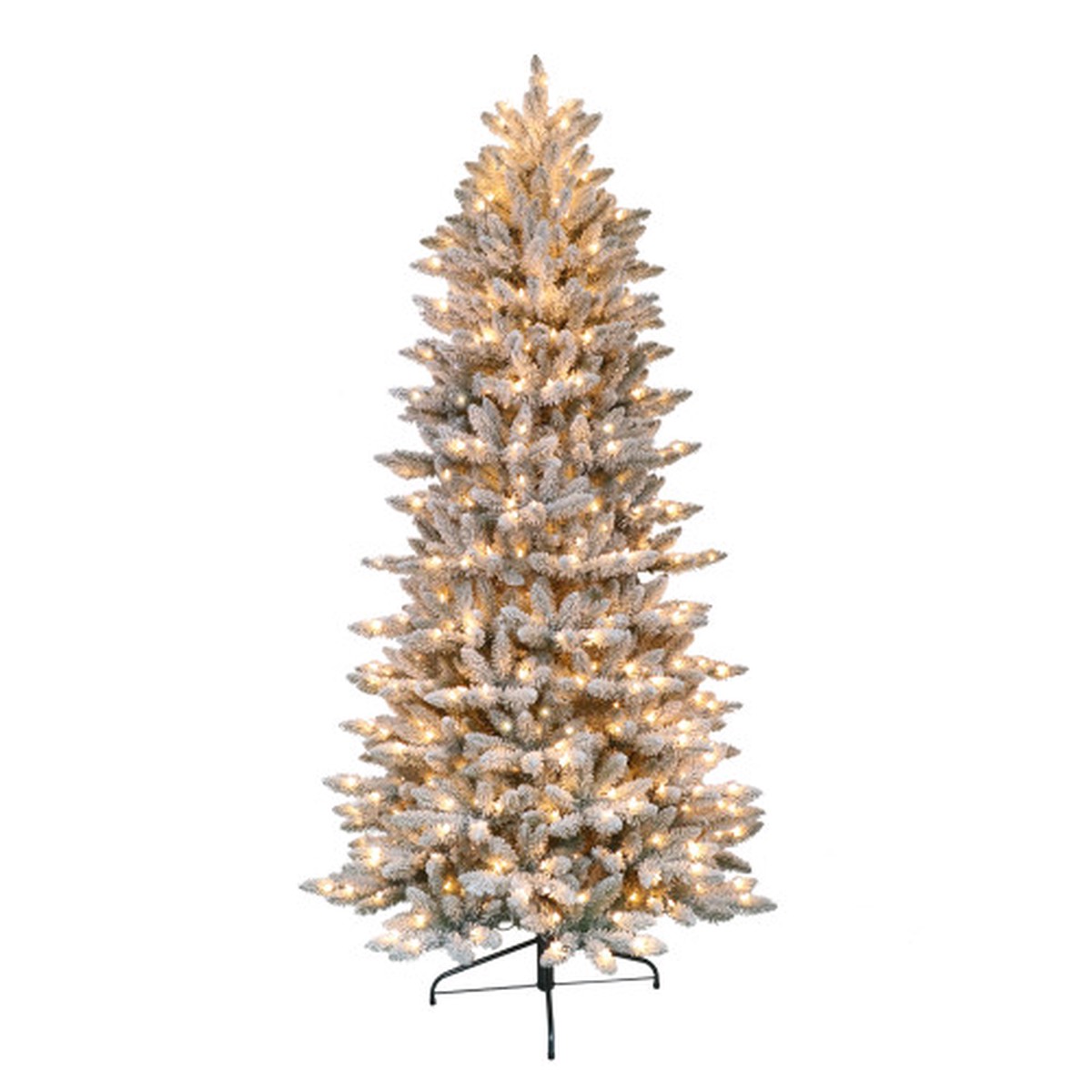 Pre-lit Slim Flocked Fraser Fir Artificial Christmas Tree - 4.5 - Clear Lights