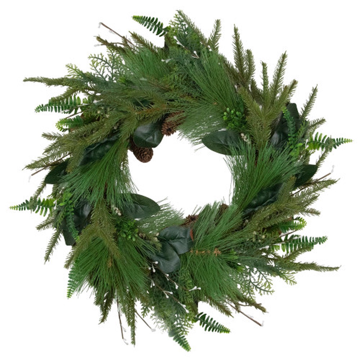 Real Touch Long Needle Pine and Mixed Foliage Artificial Christmas Wreath - 25" - Unlit