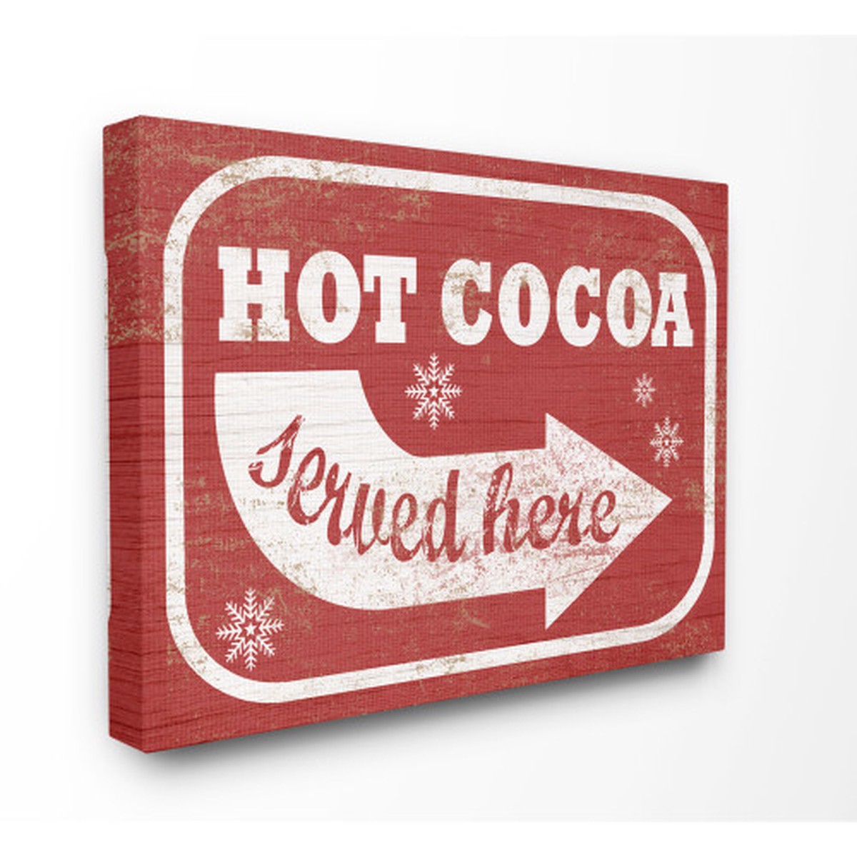 Red and White "Hot Cocoa Served Here" Stretched Christmas Wall Art 36" x 48"
