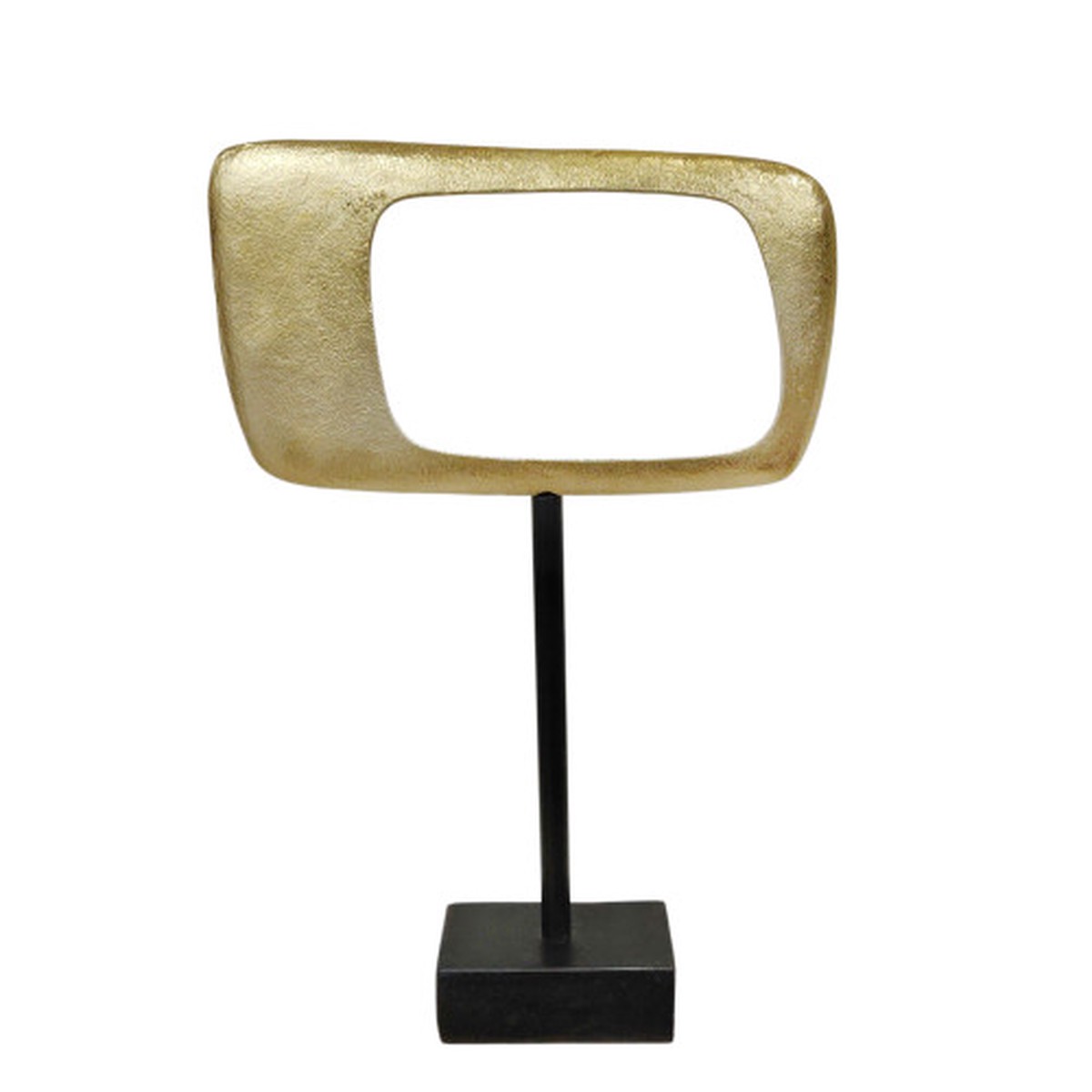 Rhombus on Stand Sculpture - 21.75" - Gold and Black