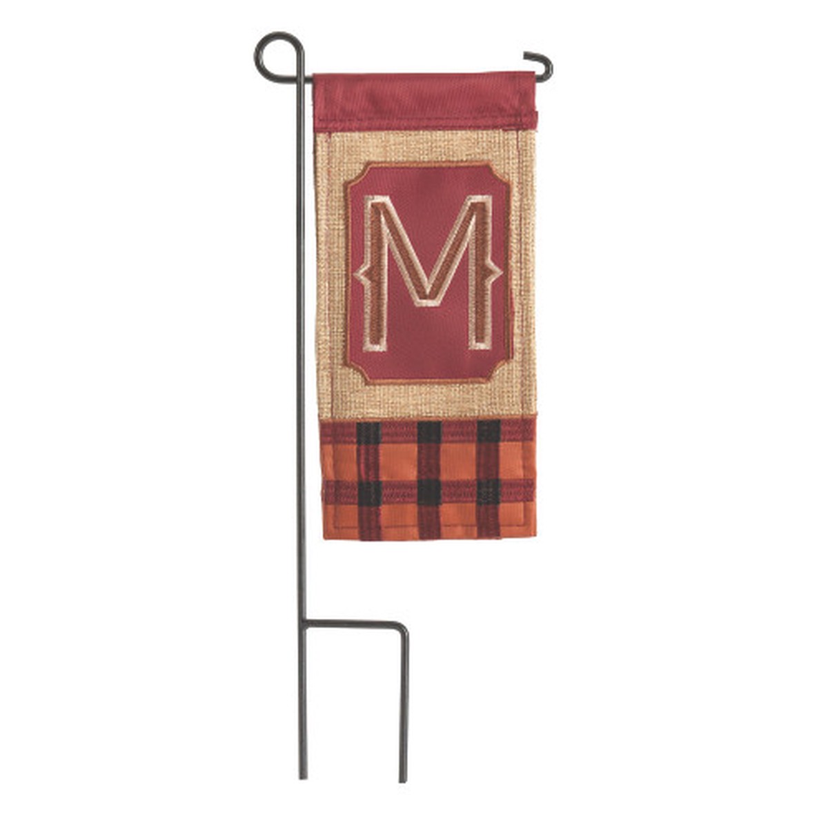 Set of 2 Maroon Red and Brown Fall Monogram M Mini Outdoor Garden Flag 8.5" x 4"