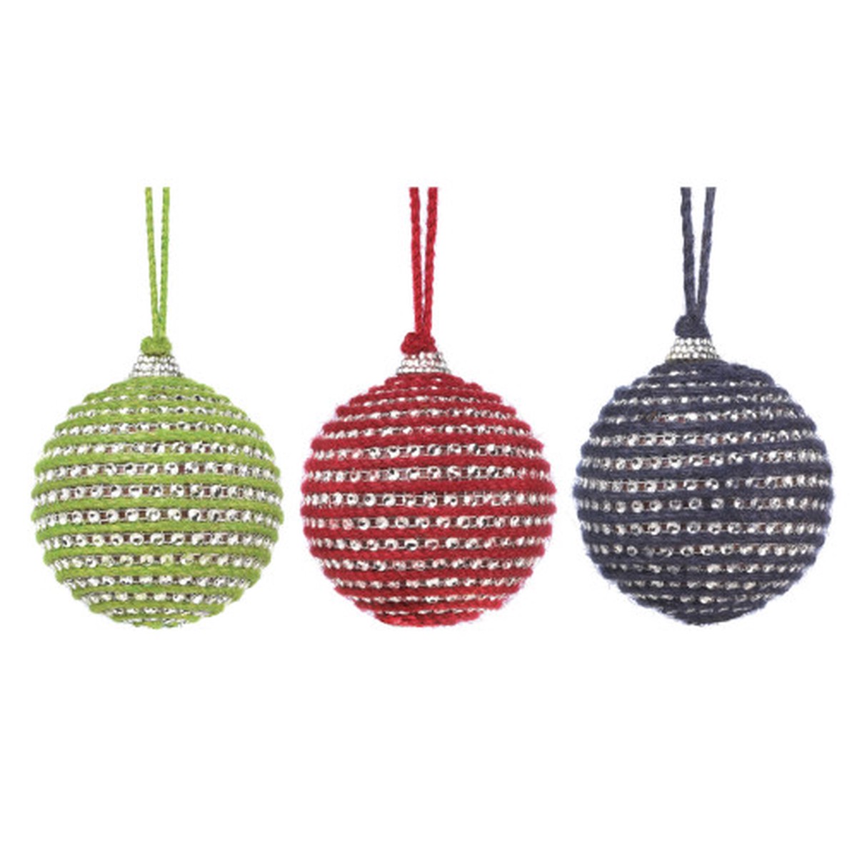 Set of 3 Green and Blue Contemporary Christmas Ball Ornaments 10.25"