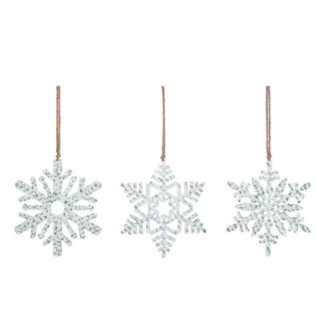 Set of 3 White Snowflake Christmas Ornaments 9"