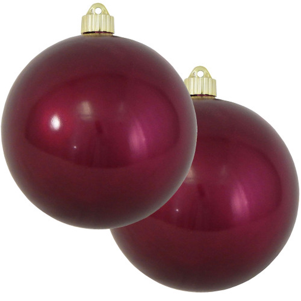 Shiny Finish Shatterproof Christmas Ball Ornaments - 6" (150mm) - Merlot Red - 2ct