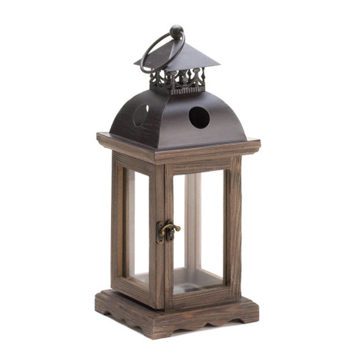 Small Monticello Candle Lantern - 12.25" - Brown and Clear