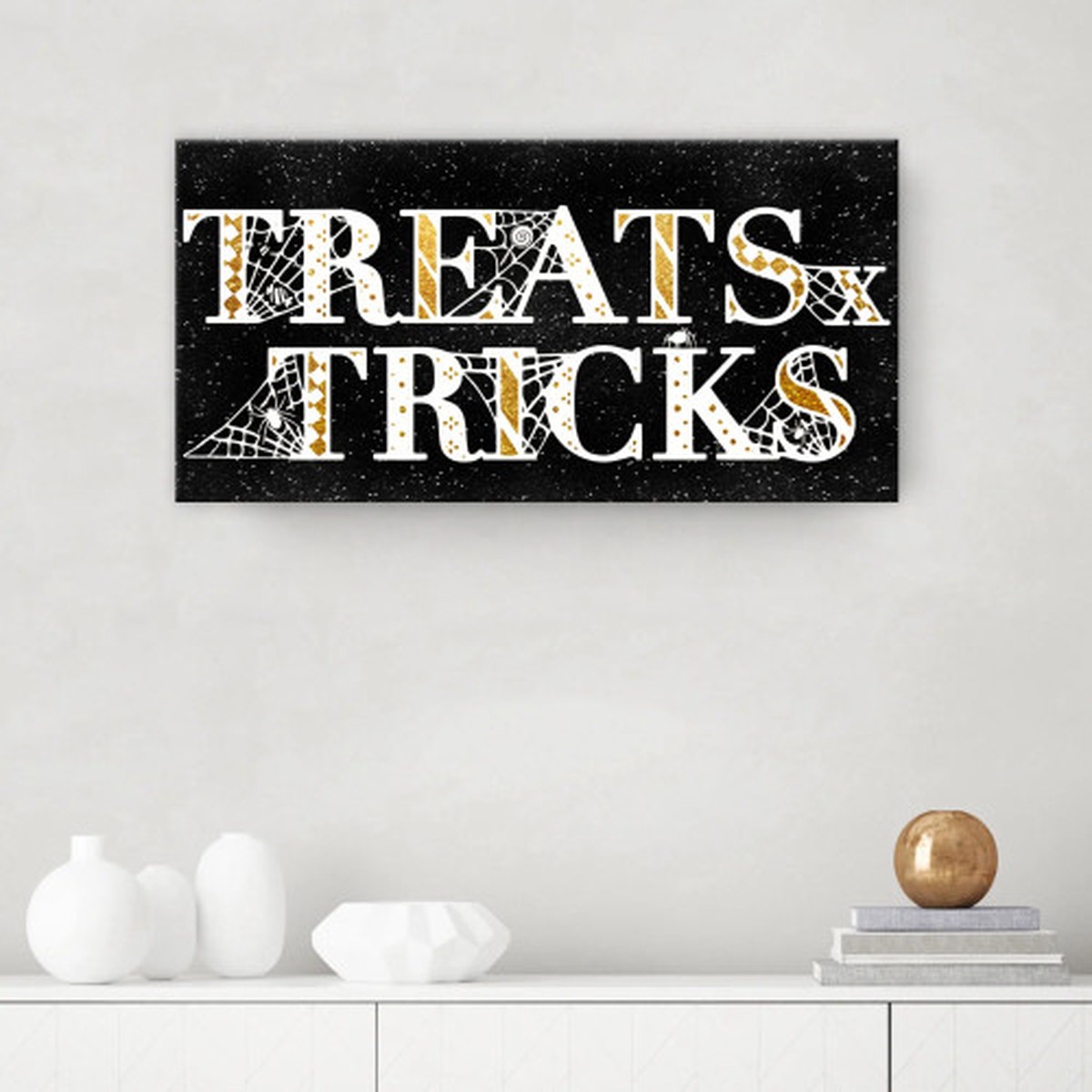 Treats and Tricks Halloween Canvas Wall Art - 12" x 14"