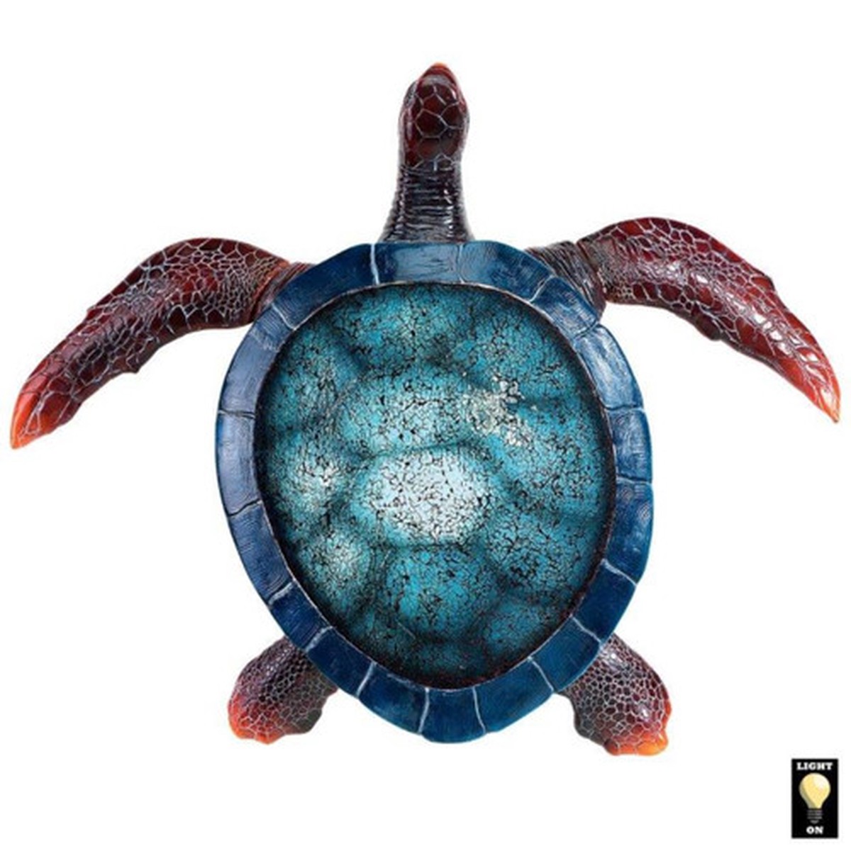 Turtle Illuminated LED Glass Wall Sculpture - 33.5" - Blue and Red