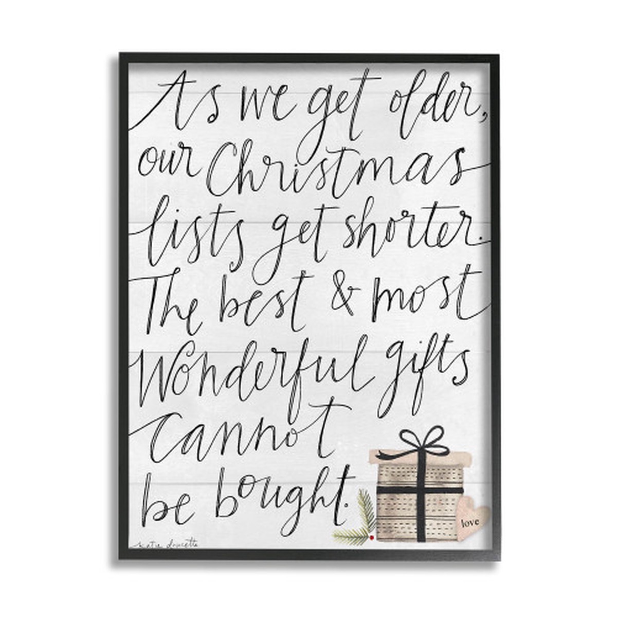 White and Black Get Shorter Motivational Phrase XXL Framed Christmas Wall Art 30" x 24"