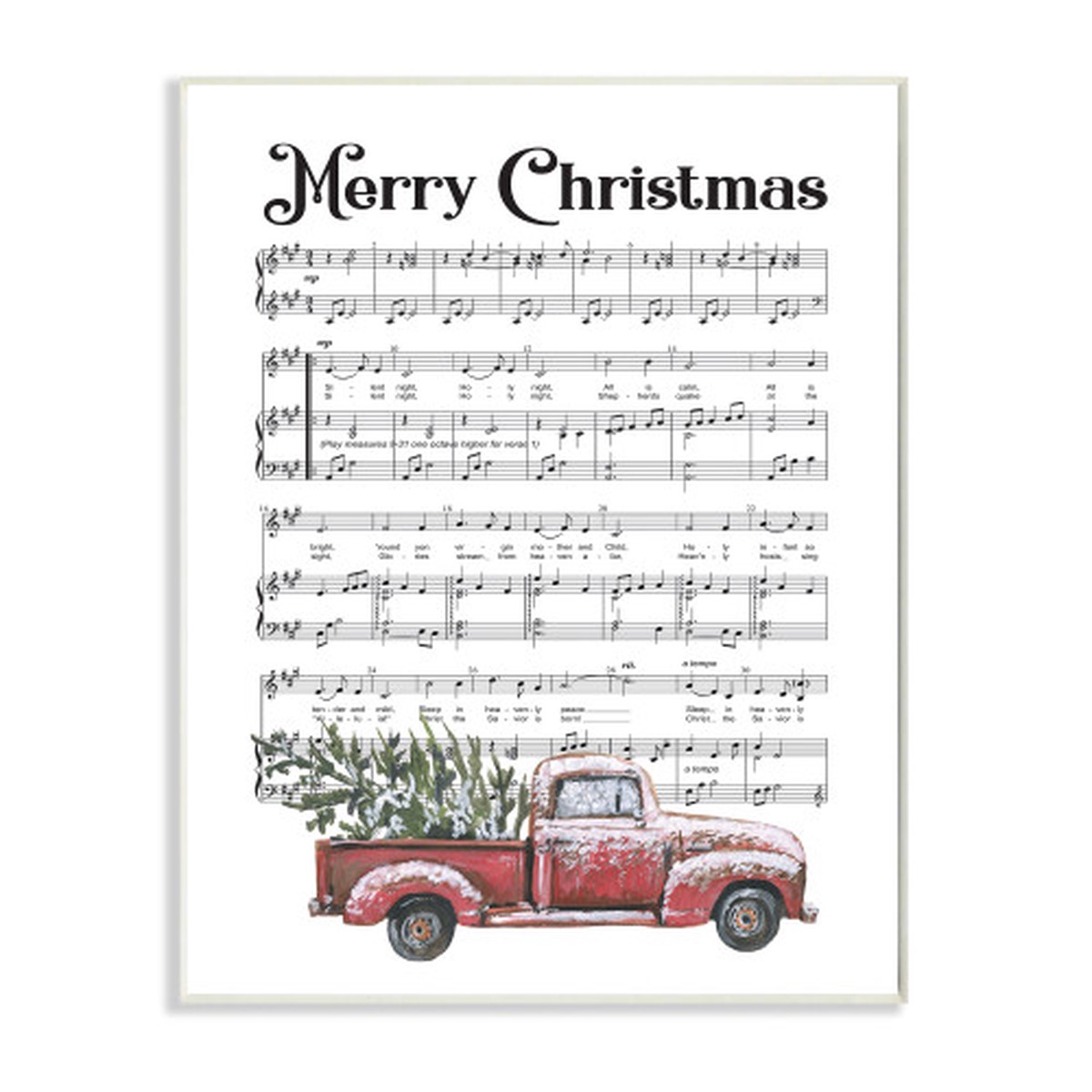 White and Black "Merry Christmas" Composition Oversized Wall Plaque Art 19" x 13"