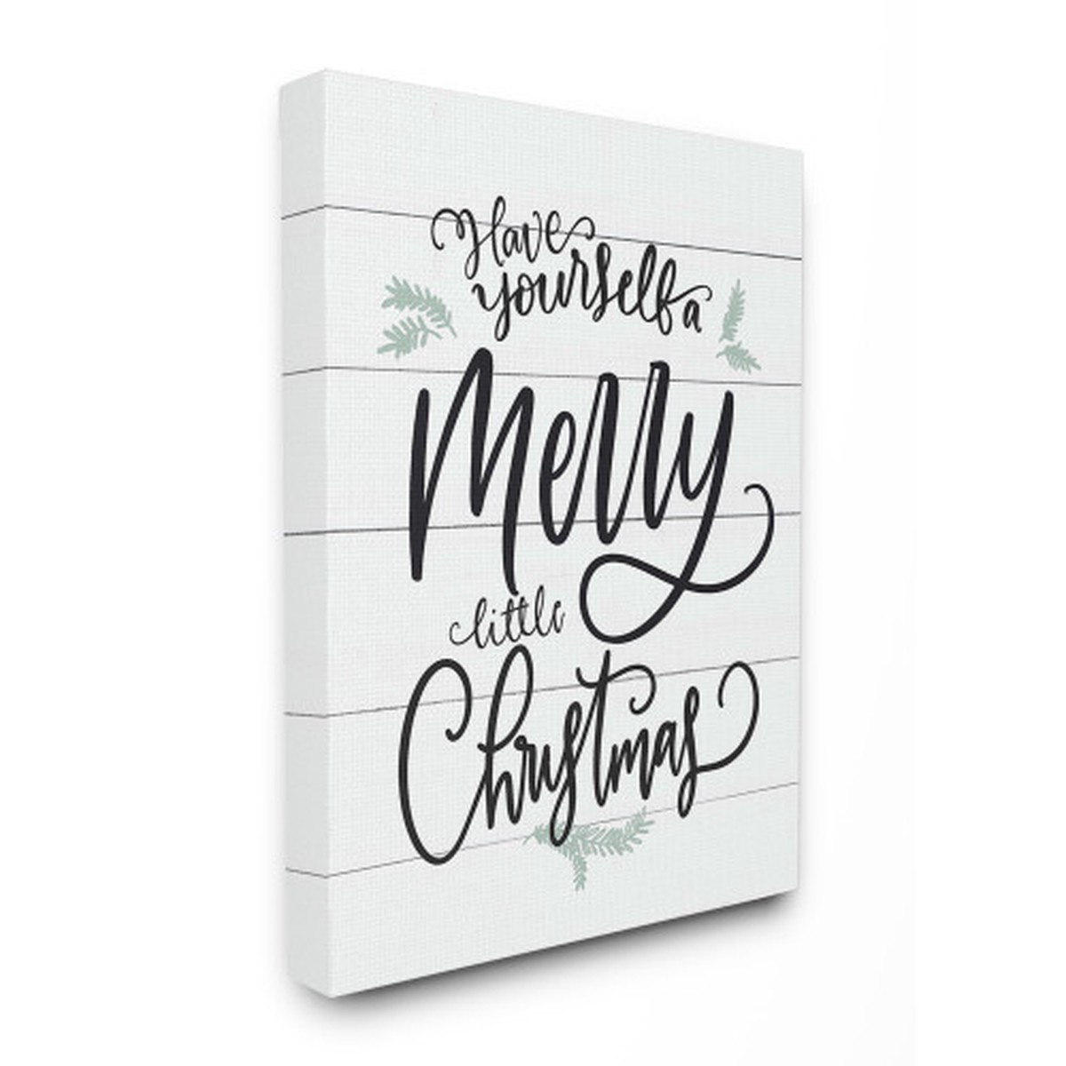 White and Black "Merry Little Christmas" Stretched Canvas Wall Art 40" x 30"