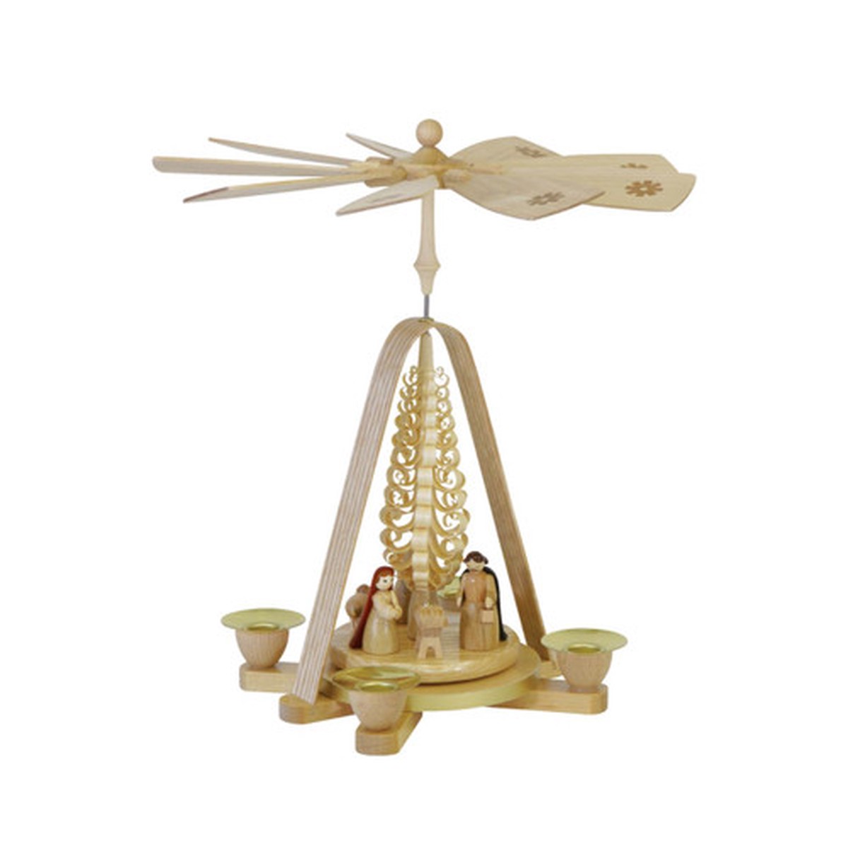 10.5" Richard Glasser Nativity Scene Christmas Pyramid Candle Holder