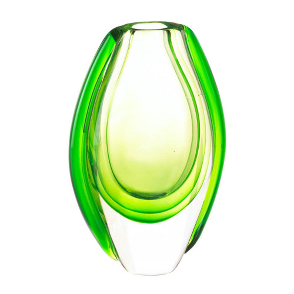 11" Emerald Green Contemporary Abstract Oval Glass Vase