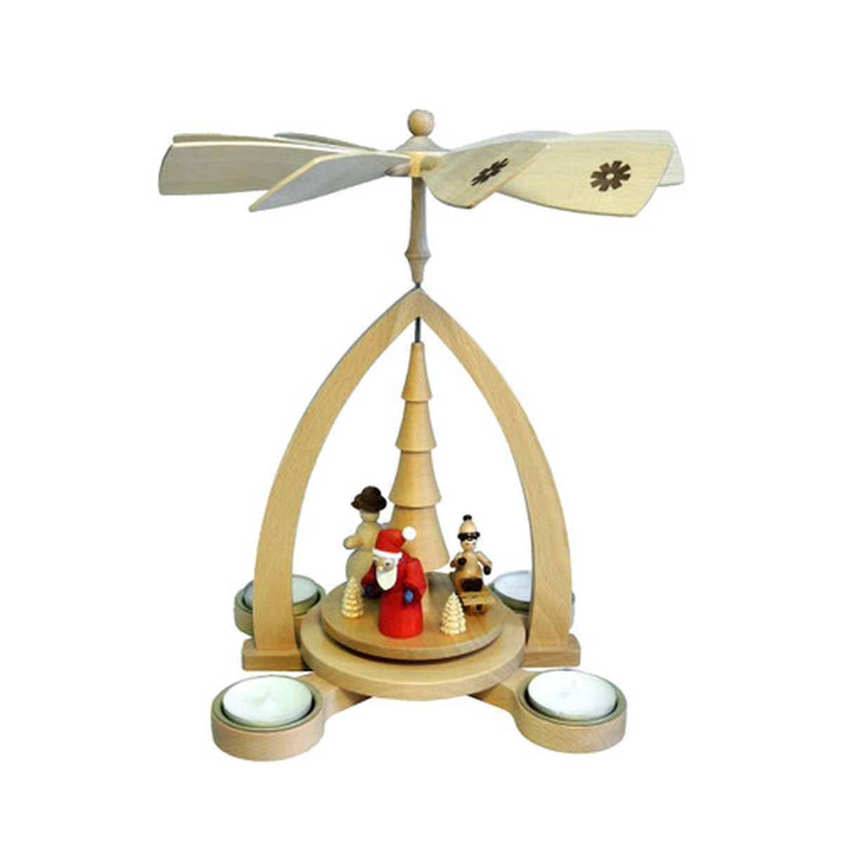 11" Richard Glaesser Santa and Friends Christmas Pyramid Tea Light Candle Holder