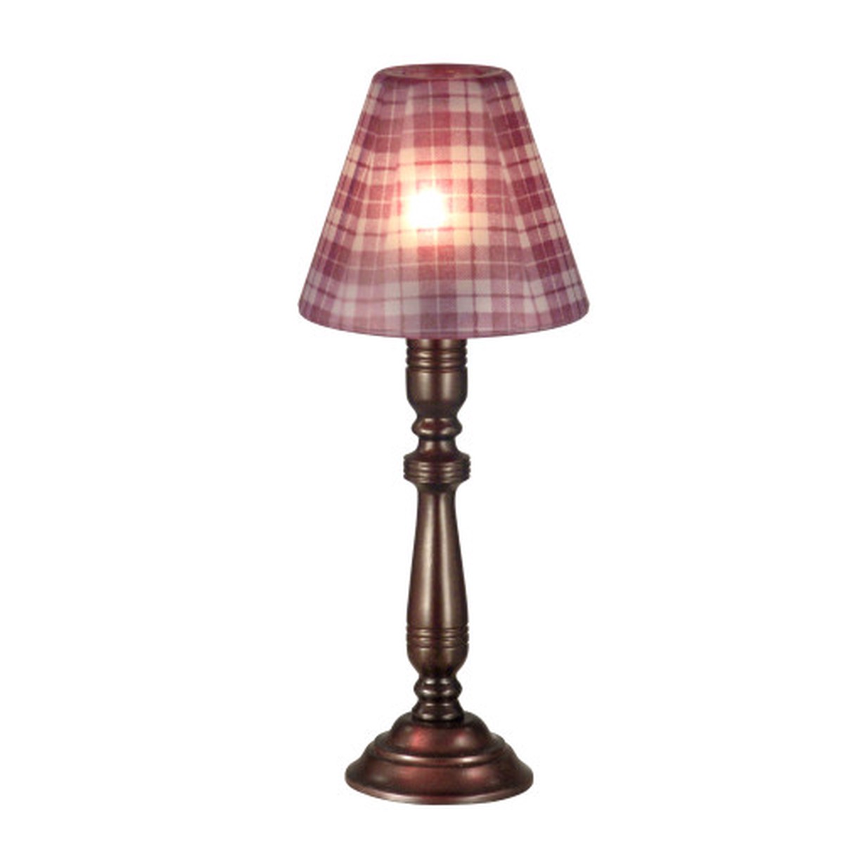 12″ Mauve Plaid Votive Candle Holder with Conical Shade