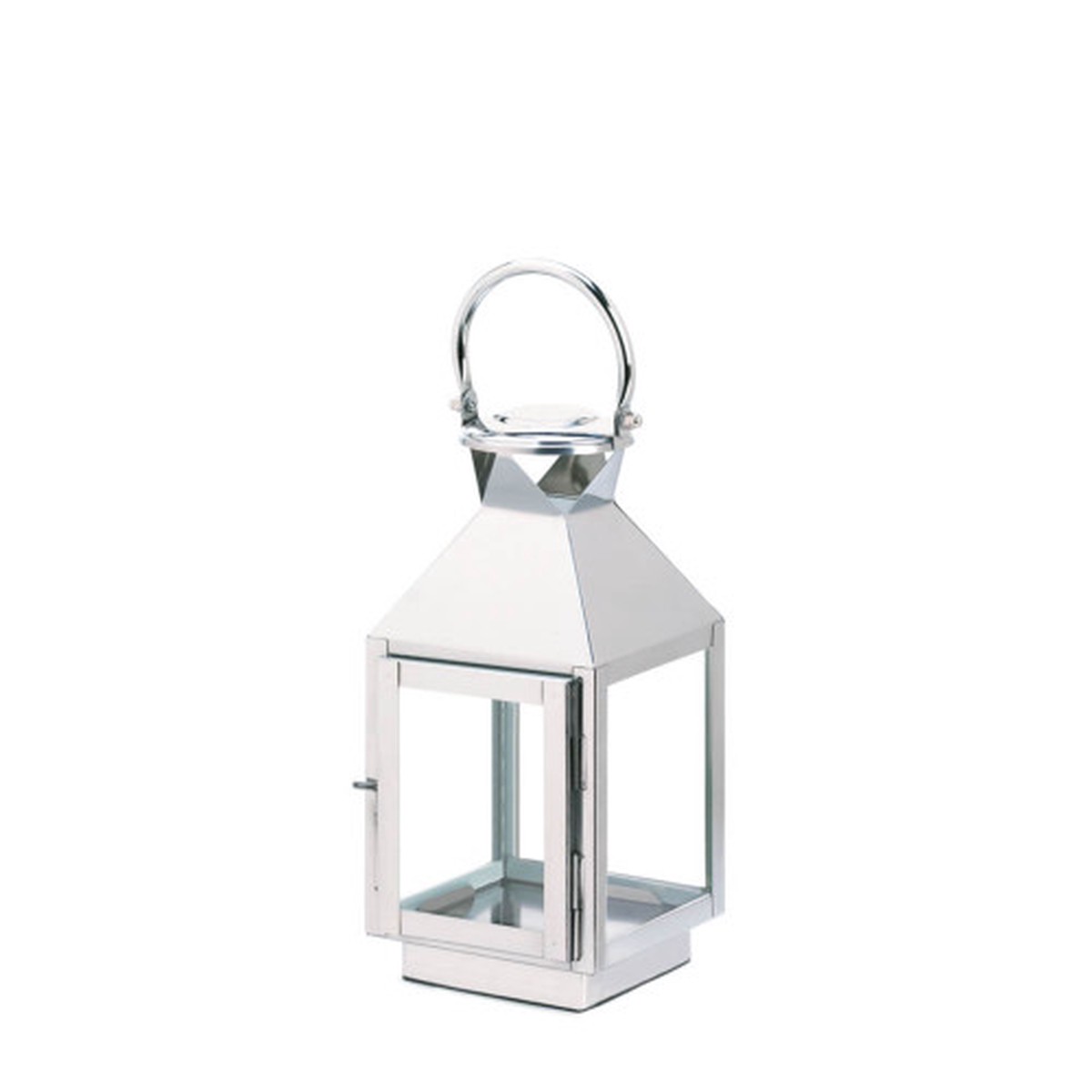 12″ White and Silver Contemporary Small Candle Lantern