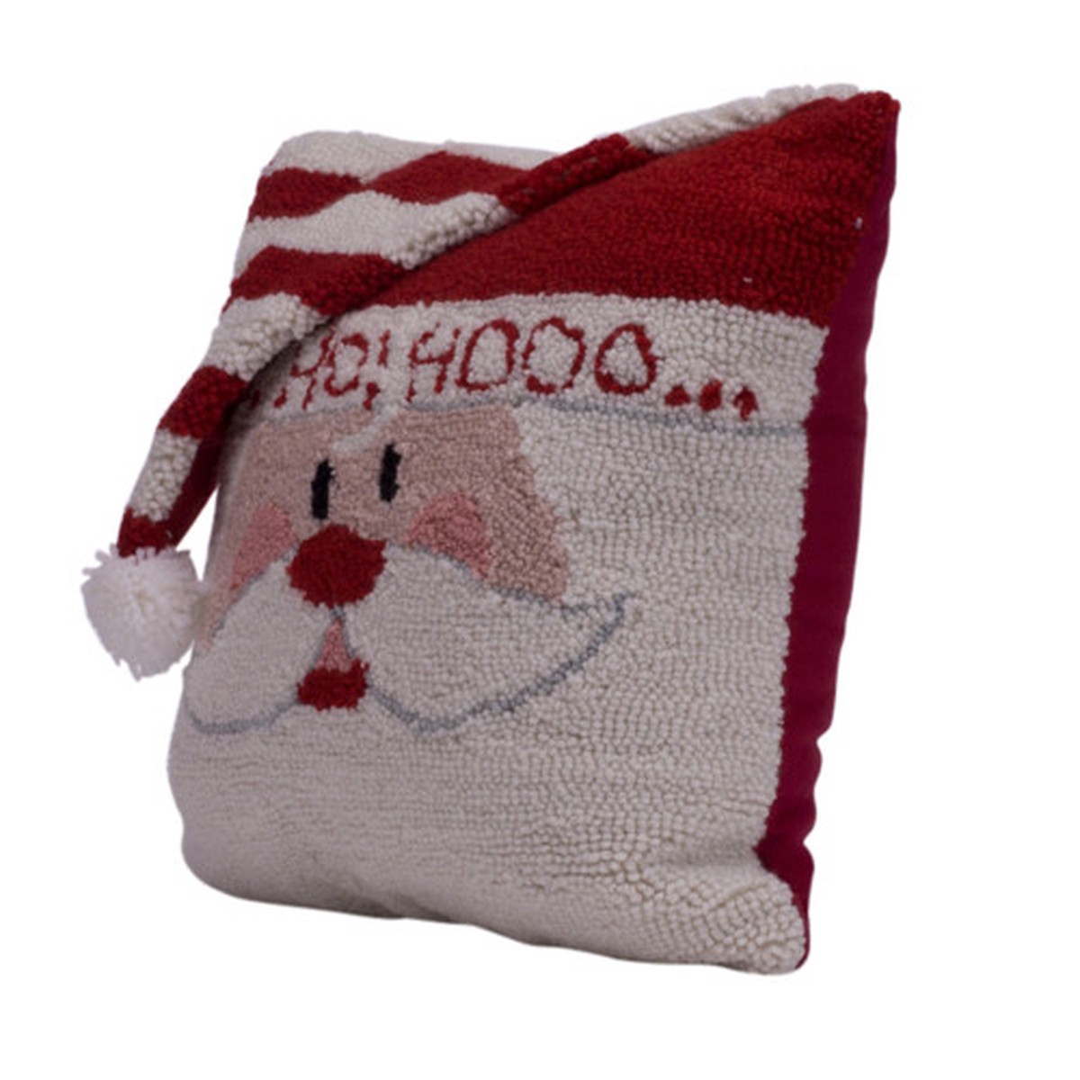 14" Ho Ho Ho Hand Hooked Santa Claus Christmas Throw Pillow
