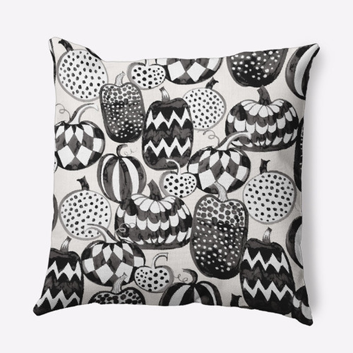 18" x 18" Ivory and Black Pumpkin Galore Square Halloween Throw Pillow