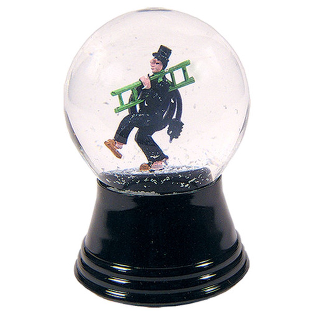2.5" Black and Green Perzy Small Chimney Sweeper Christmas Snow Globe