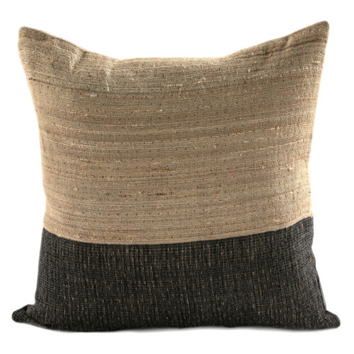 20" Brown and Black Decorative Square Wool Cushion - Feather and Down Filler