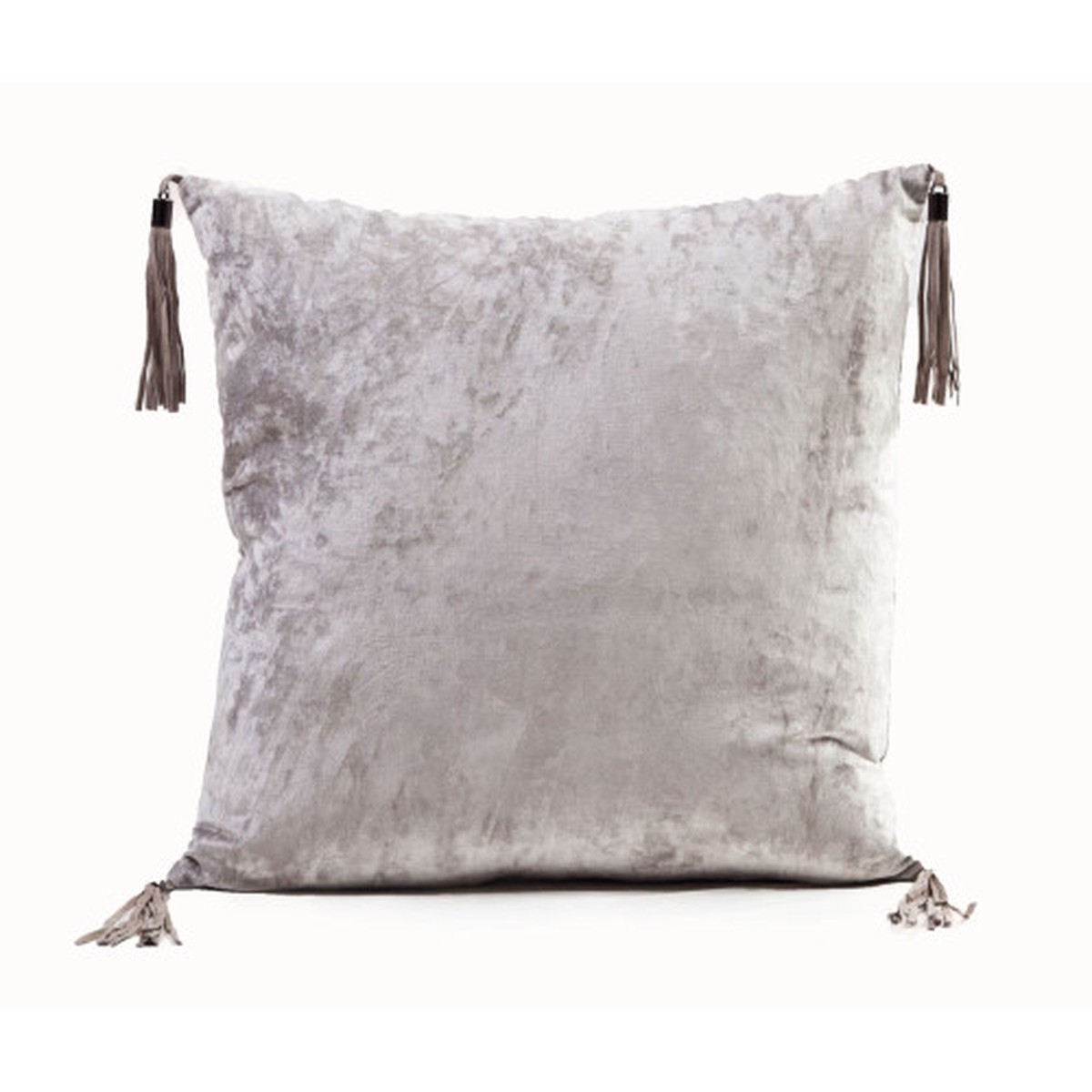 20" Gray Cotton Velvet Decorative Cushion - Feather and Down Filler