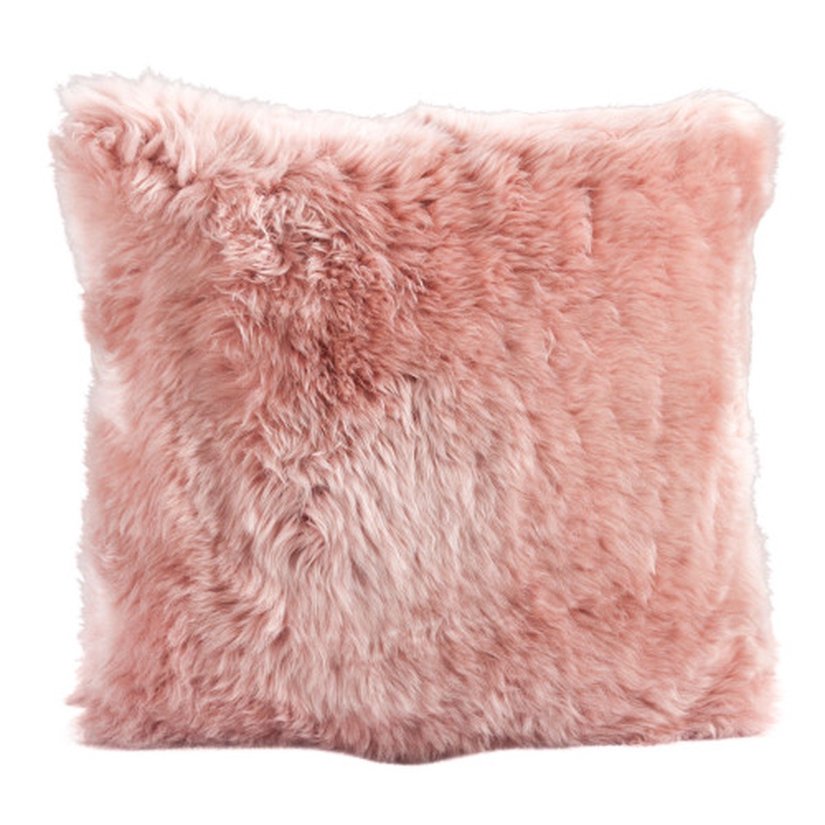 20" Rose Pink Square Decorative Longwool Sheepskin Cushion - Wool Filler