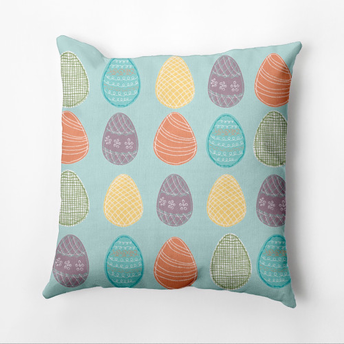 20" x 20" Green and Orange Easter Eggs Ellent Throw Pillow