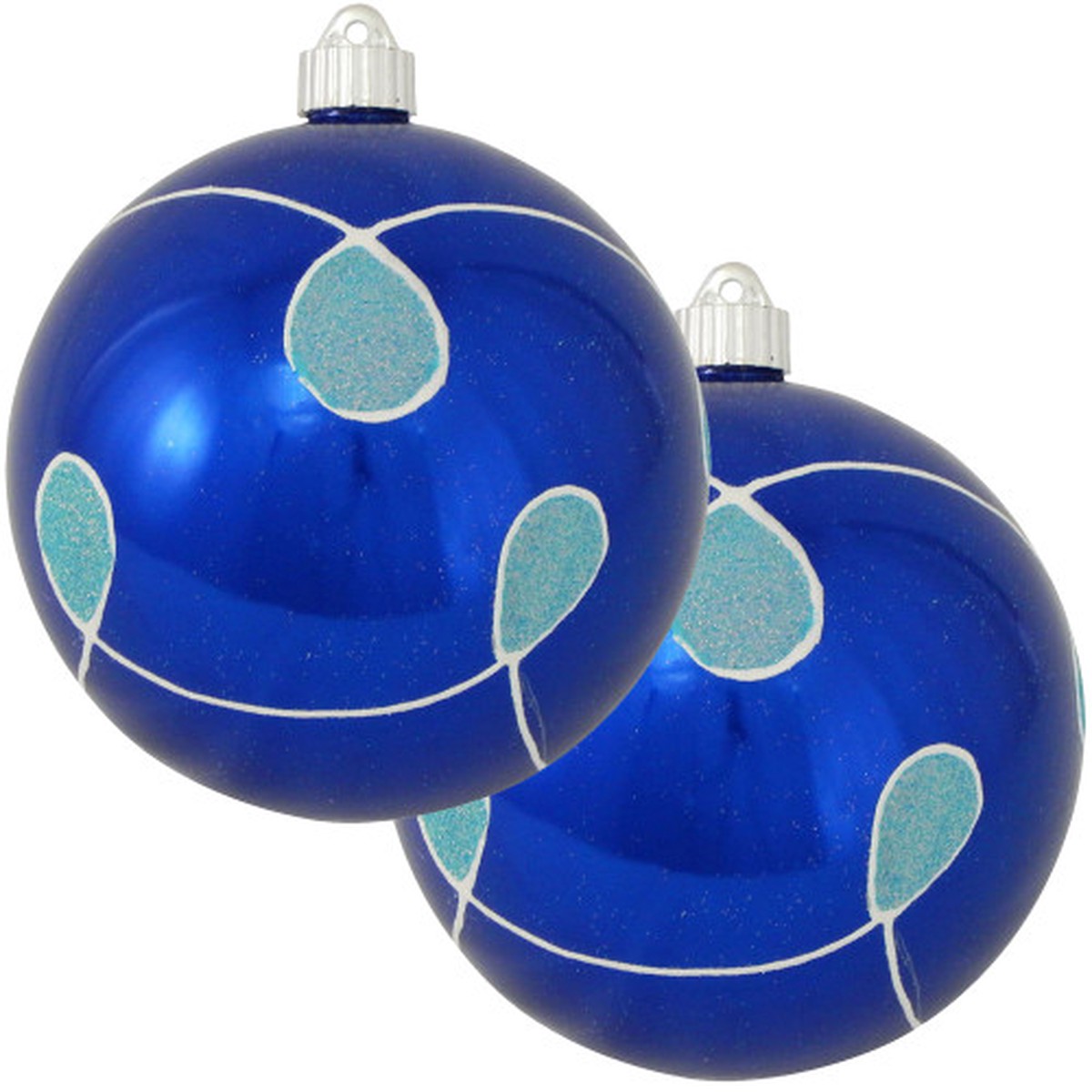 2ct Azure Blue Loopy Hexagon Shatterproof Christmas Ball Ornament 6″ (150mm)