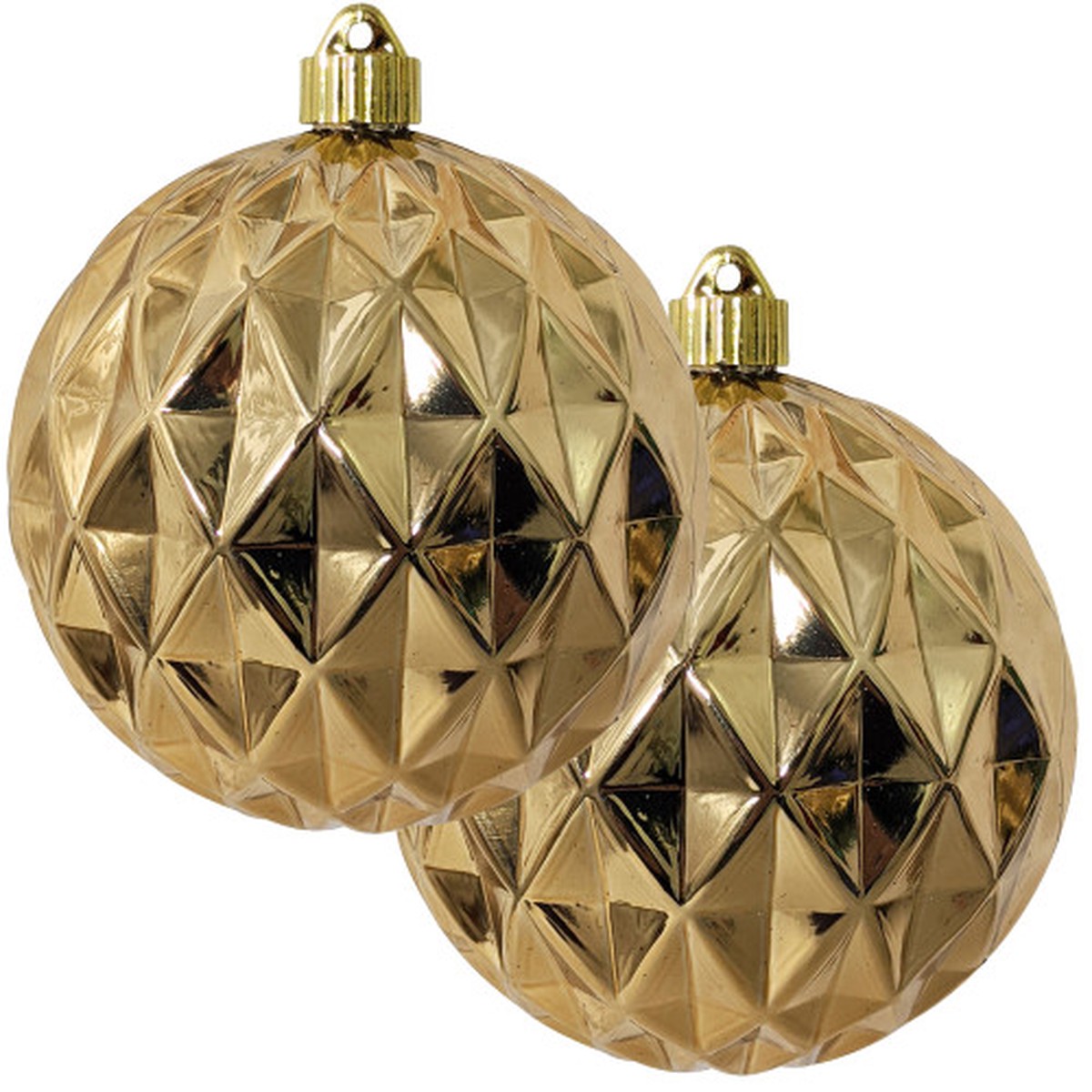 2ct Gilded Gold Shatterproof Christmas Diamond Ball Ornament 6″ (150mm)