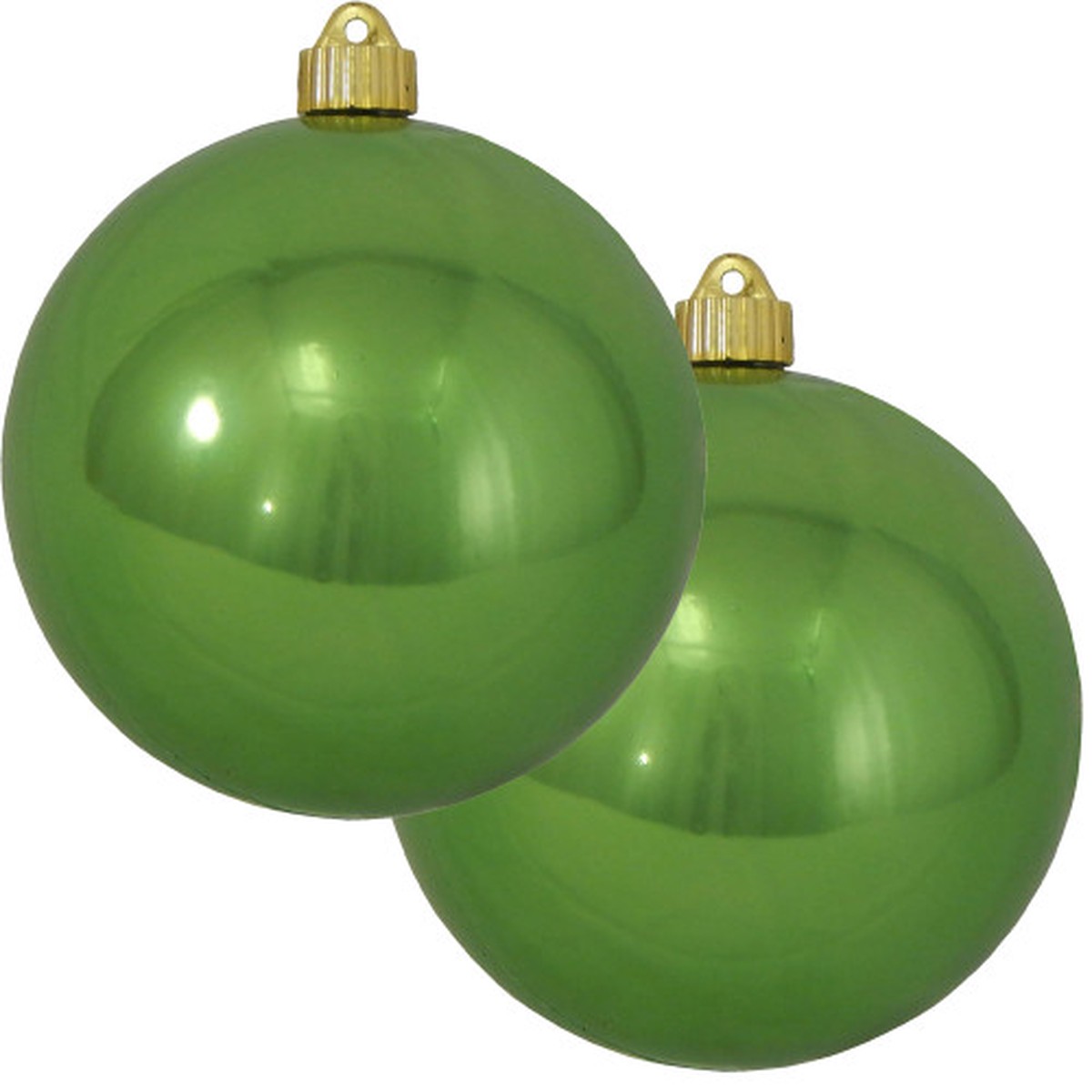2ct Limeade Green Shiny Finish Shatterproof Christmas Ball Ornament 6" (150mm)