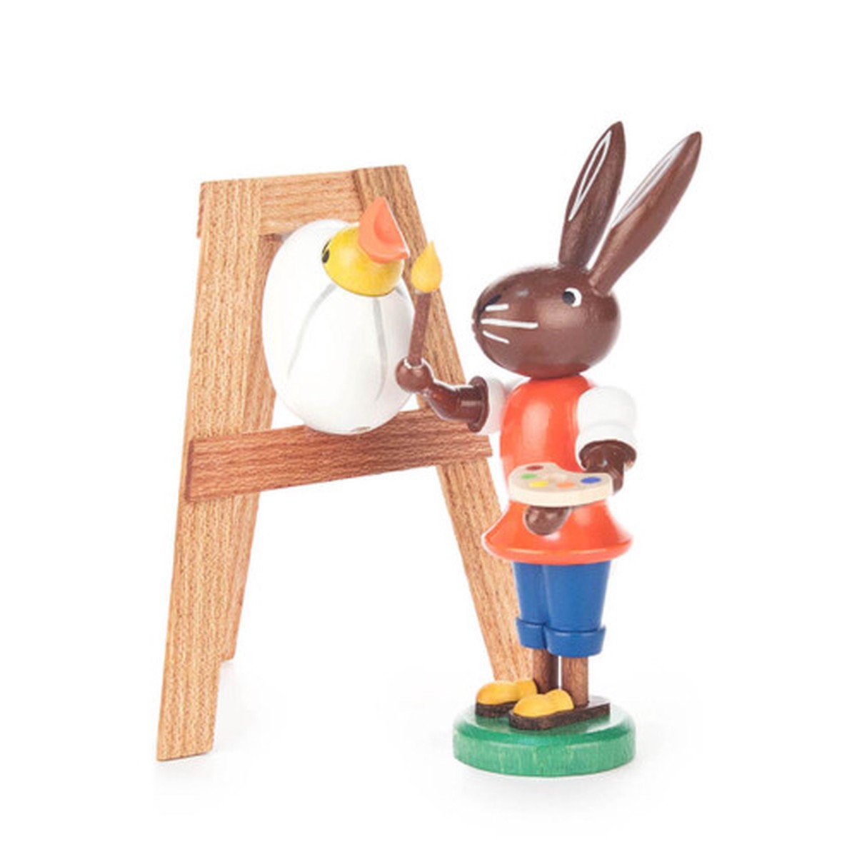 3.75" Dregeno Rabbit Artist Easter Figure with Egg