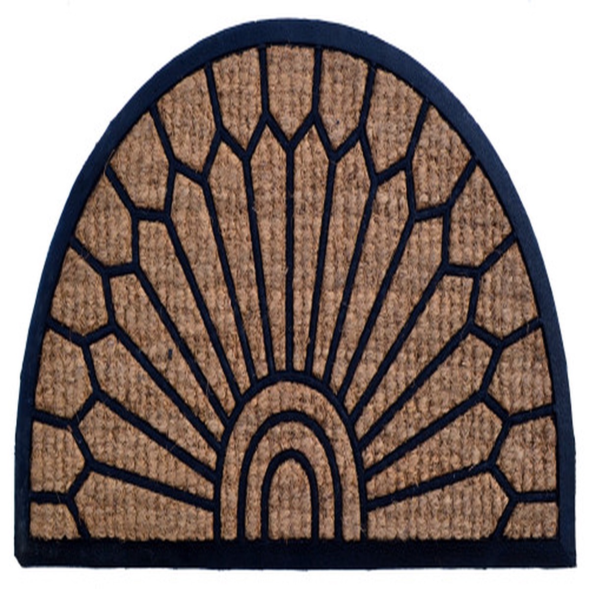 30" Black and Brown Decorative Lily Basic Coir Door Mat