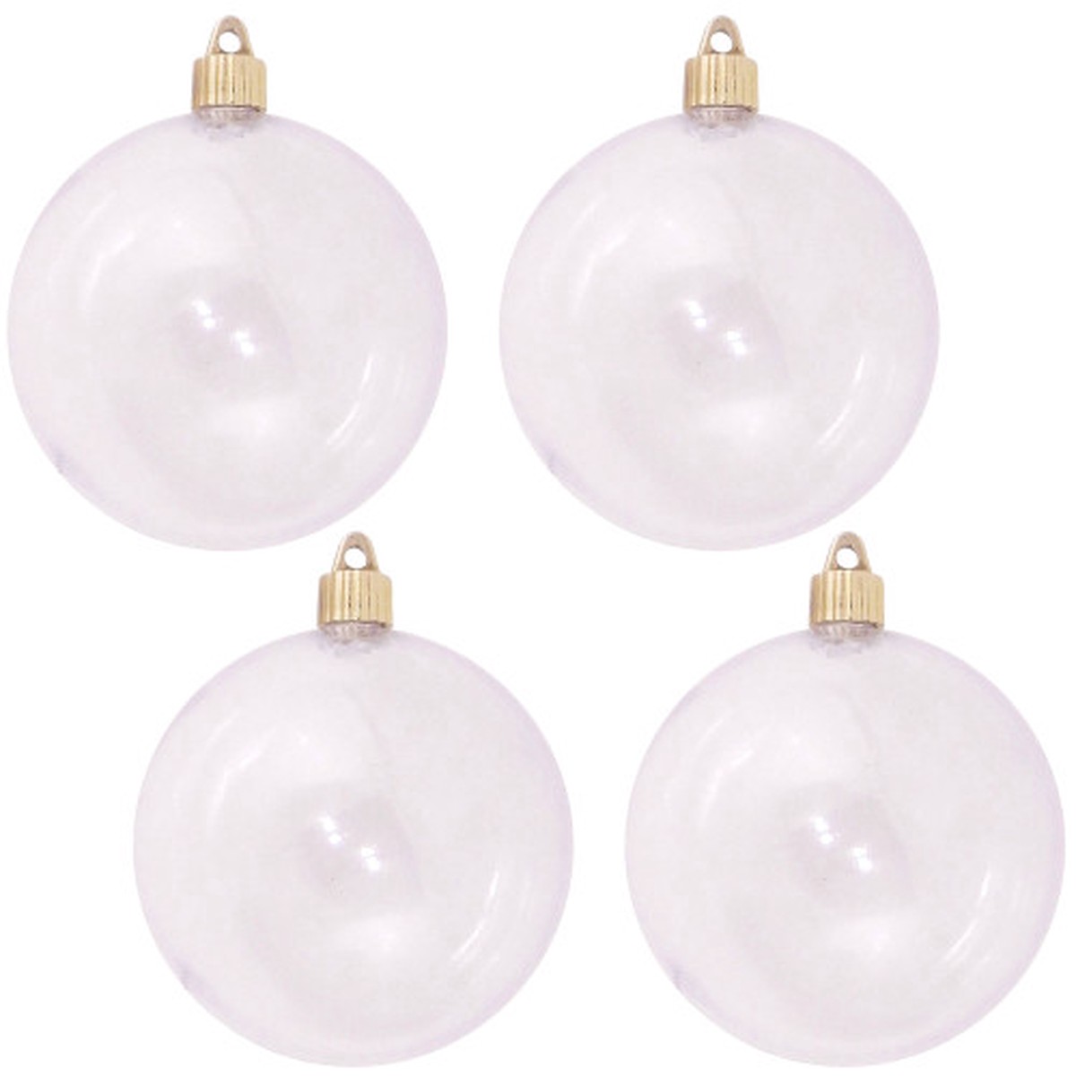 4ct Clear Shatterproof Christmas Ball Ornaments 4" (100mm)