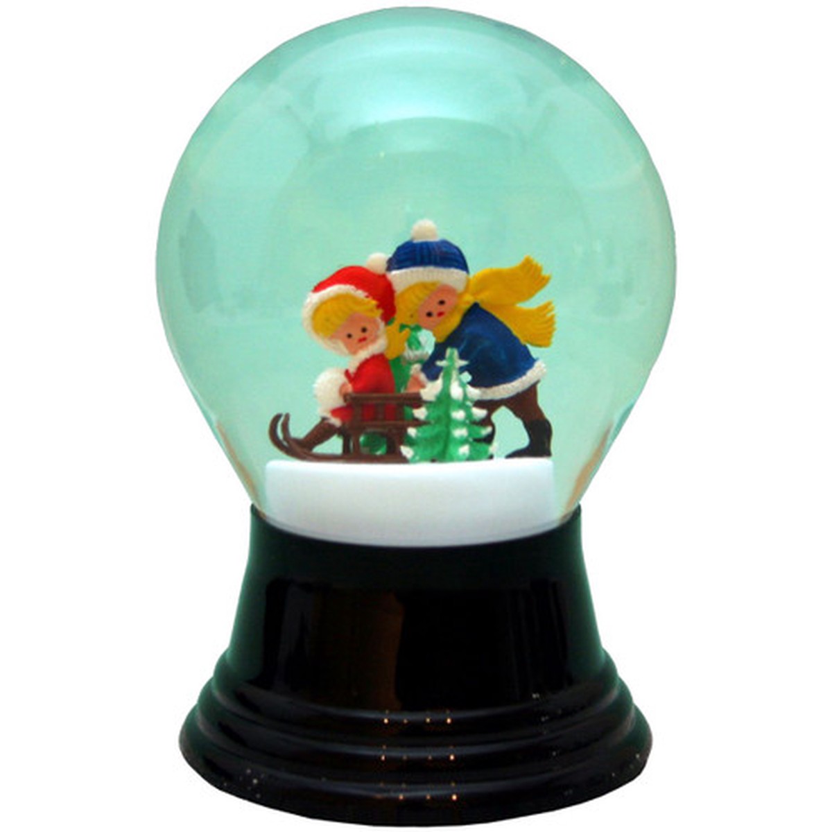 5" Black and Blue Perzy Snow Globe Medium Sledding Children Decoration