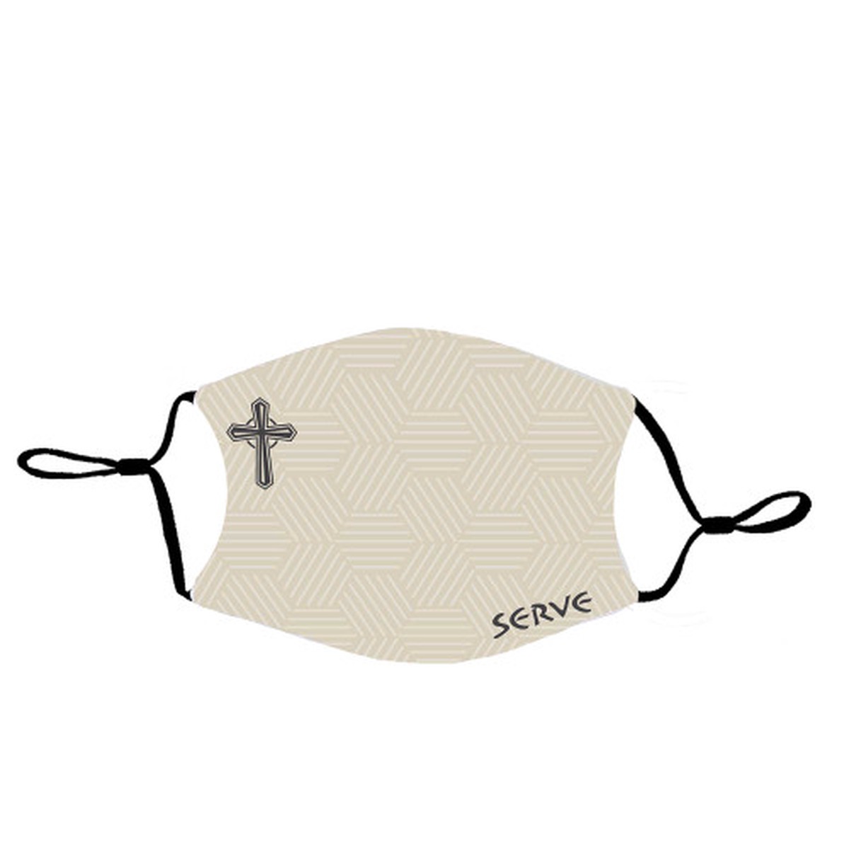 7" Beige and Black Serve Cross Safety Face Mask