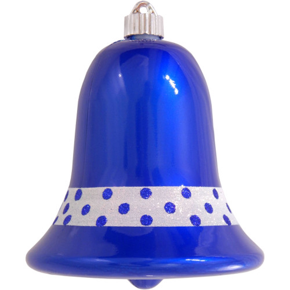 7″ Candy Blue and White Shatterproof Christmas Bell Ornament